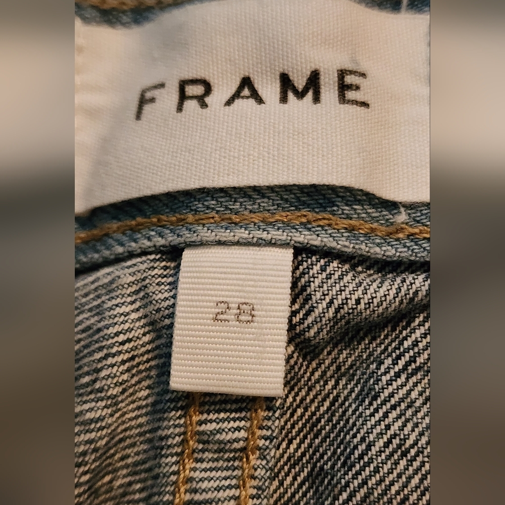 FRAME Le Original Bleached High Waist Straight Leg Jeans In Fresco Size 28 - Picture 15 of 16
